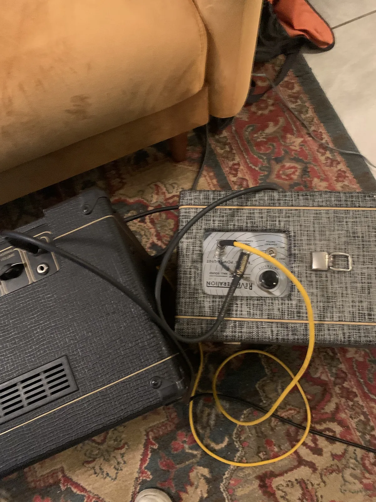 Yellow cable plugged into the Supro unit's control panel