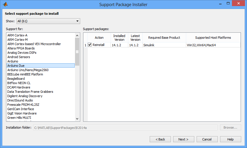Simulink support package installer