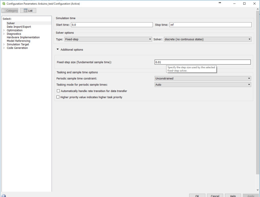 Setting Simulink solver parameters