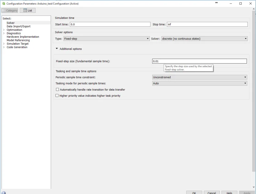 Setting Simulink solver parameters