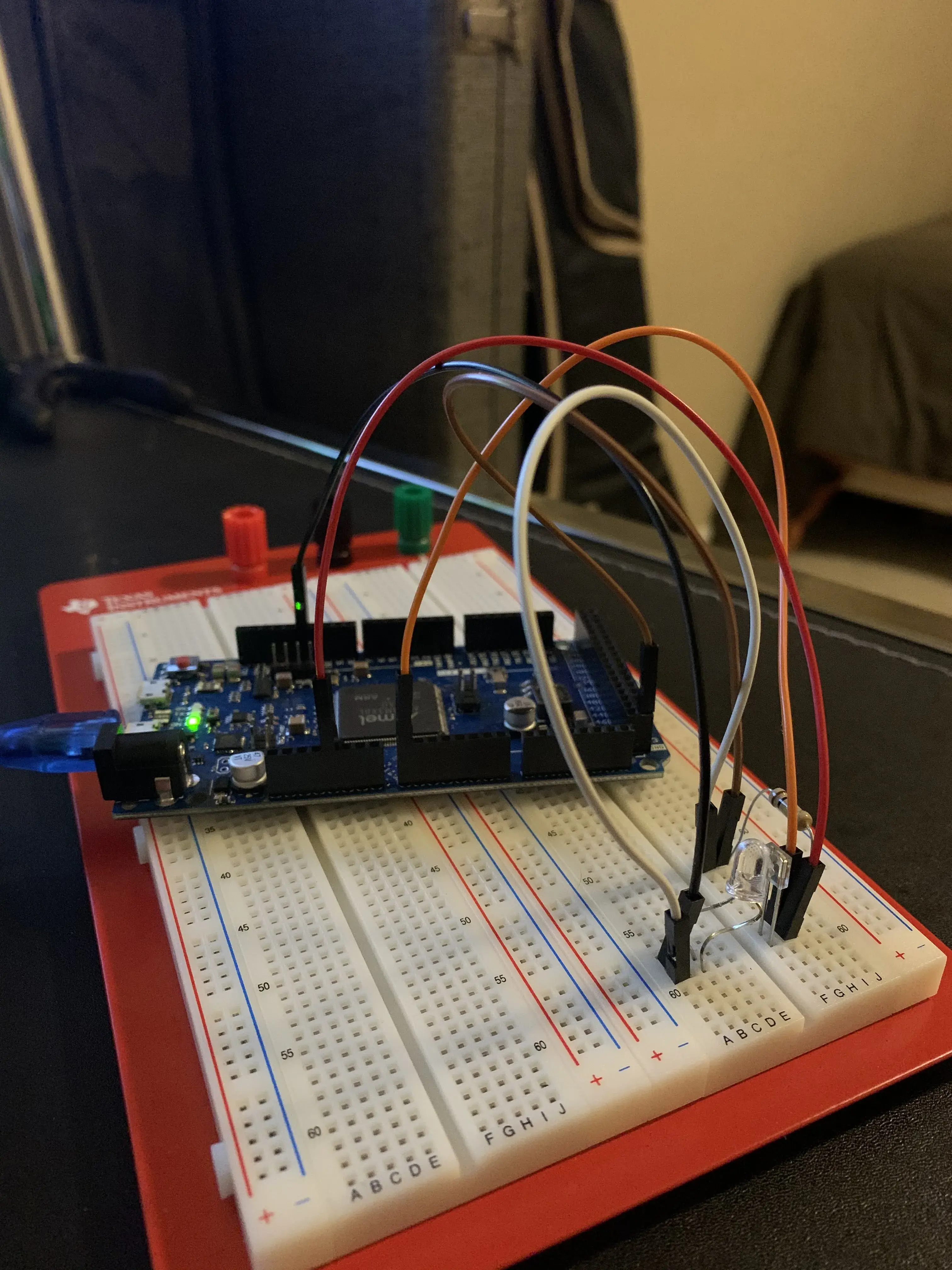 Arduino Due LED and photo-transistor feedback control hardware setup